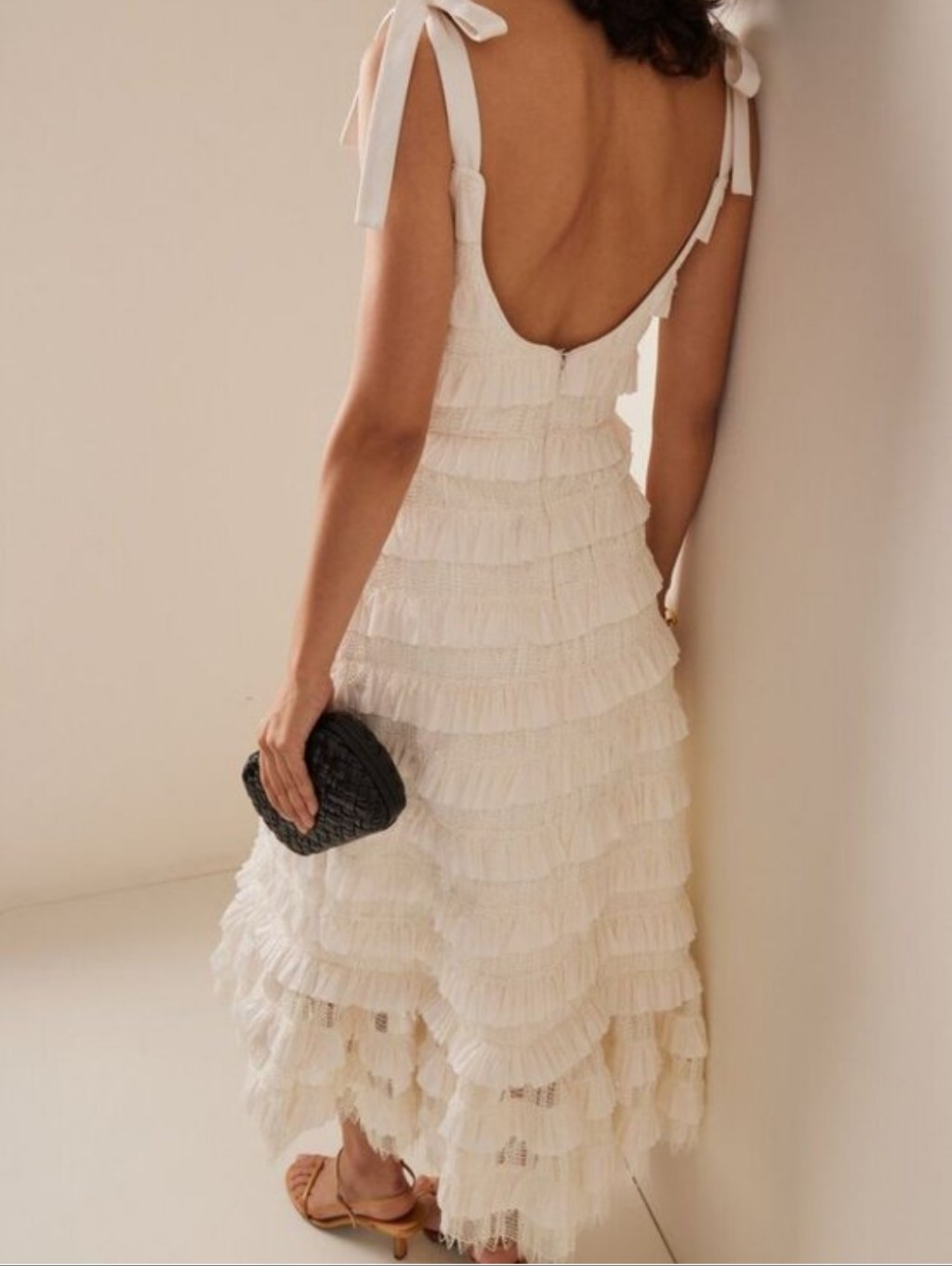 Nwt, Rare! Markarian Annette Dress - White Ruffled Tie-Shoulder Maxi Dress — image 4 of 8